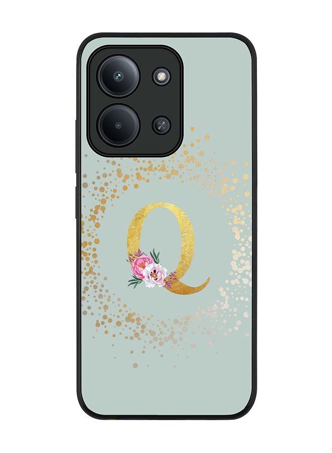 For Xiaomi Poco C85 4G Case,Slim fit Camera Protection, Shockproof Thin Phone cover  - Custom Monogram Floral - Q  (Light Grey )